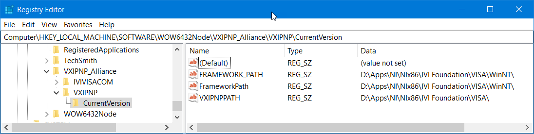 IVI Foundation Registry Key